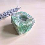 Porta Vela Decorativo Pedra Natural Cristal Quartzo Verde Exclusivo