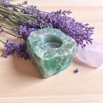 Porta Vela Decorativo Pedra Natural Cristal Quartzo Verde Exclusivo
