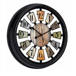 Relogio de Parede Analogico Gigante Estilo Madeira Industrial Rustico Vintage Numerais