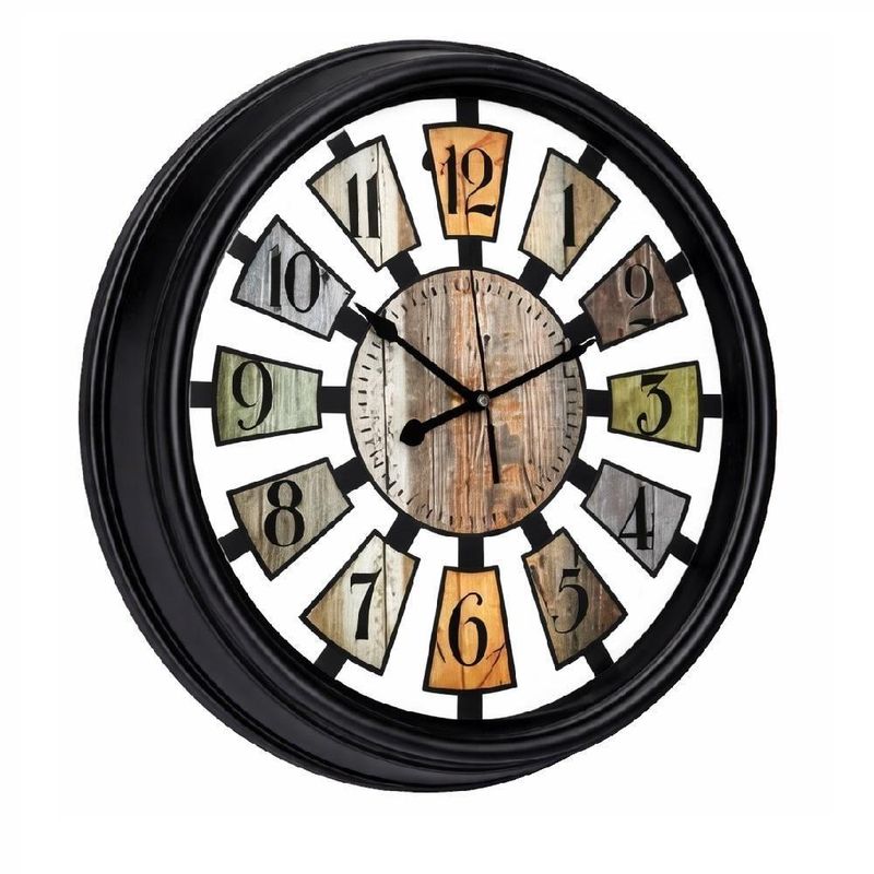 Relogio de Parede Analogico Gigante Estilo Madeira Industrial Rustico Vintage Numerais