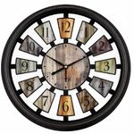 Relogio de Parede Analogico Gigante Estilo Madeira Industrial Rustico Vintage Numerais