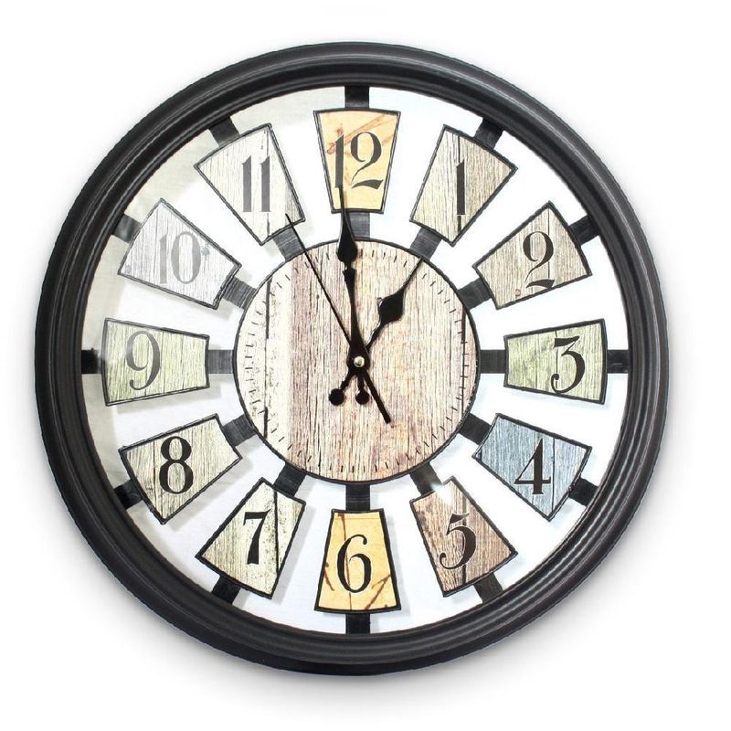 Relogio de Parede Analogico Gigante Estilo Madeira Industrial Rustico Vintage Numerais