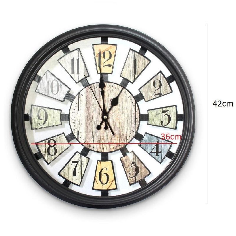 Relogio de Parede Analogico Gigante Estilo Madeira Industrial Rustico Vintage Numerais