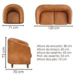 Kit Poltrona e Namoradeira Aura Tcs 727 Corino Pes Palito Madeira Milani Movelaria