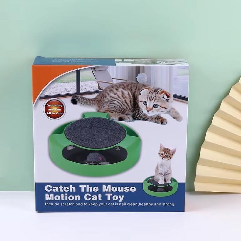 Brinquedo Interativo para Gatos com Arranhador Kangur Pegue o Rato Verde Único 1 Brinquedo com 1