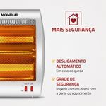 Aquecedor Halógeno Comfort Air A-09 800W Portátil Silencioso Branco Mondial 220V