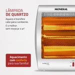 Aquecedor Halógeno Comfort Air A-09 800W Portátil Silencioso Branco Mondial 220V