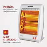 Aquecedor Halógeno Comfort Air A-09 800W Portátil Silencioso Branco Mondial 220V