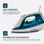 Ferro de Passar a Vapor Mondial F-32 1200W Base Antiaderente Azul e Branco 110V