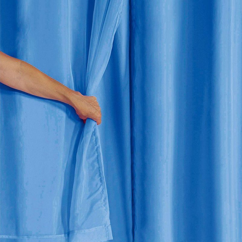 Cortina Daily Blackout Pvc com Voil Varão Sala Quarto Azul Casa Scarpa
