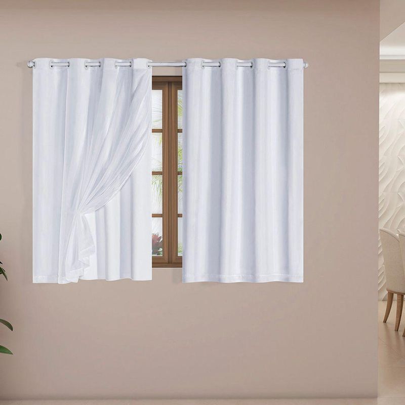 Cortina Daily Blackout Pvc com Voil Varão Sala Quarto Branco Casa Scarpa
