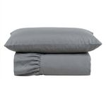 Kit Cobre Leito Turin Solteiro Micropercal 400 Fios 2 Peças Cinza Casa Scarpa