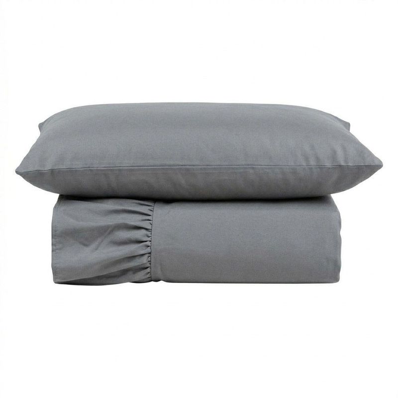 Kit Cobre Leito Turin Solteiro Micropercal 400 Fios 2 Peças Cinza Casa Scarpa