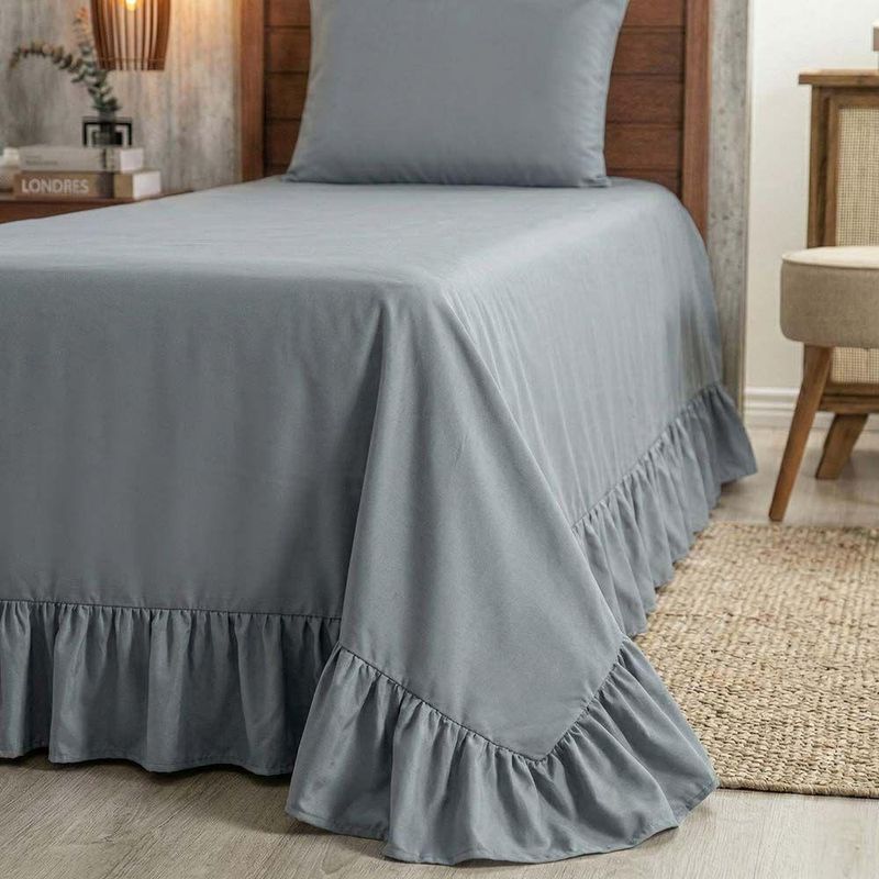 Kit Cobre Leito Turin Solteiro Micropercal 400 Fios 2 Peças Cinza Casa Scarpa