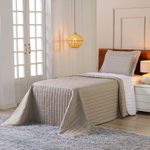 Kit Cobre Leito Rubine Solteiro Micropercal 400 Fios 100% Poliéster Liso Bege Casa Scarpa 2 Peças
