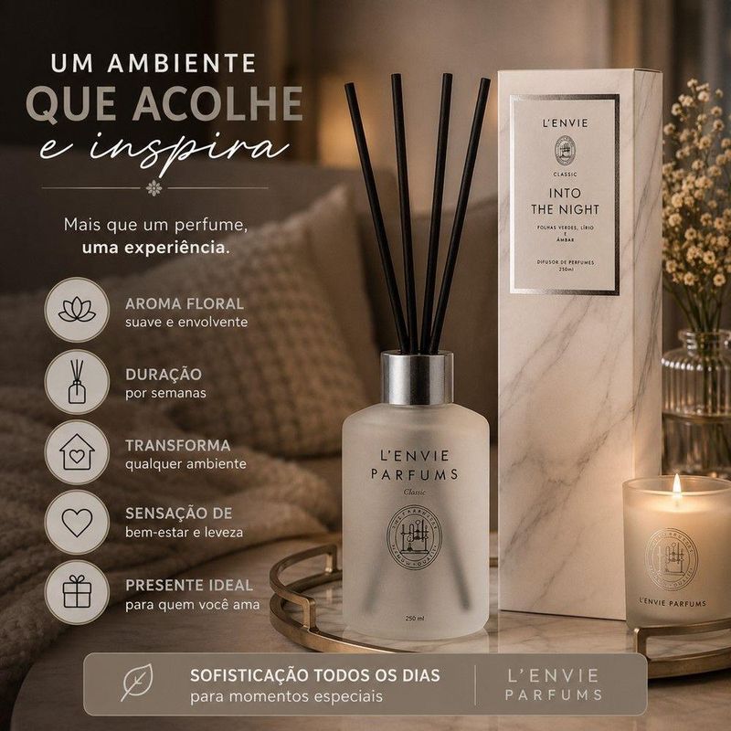 Kit 3 Refil Difusor de Perfume Into The Night com Varetas Transparente 250ML L'envie