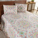 Kit Cobre Leito Laila Mandala 3 Casal Micropercal 400 Fios 3 Peças Estampado Bege Casa Scarpa