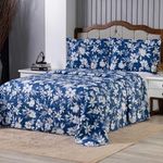 Kit Cobre Leito Karina Casal Micropercal 300 Fios 3 Peças Floral Estampado 100% Poliéster Casa
