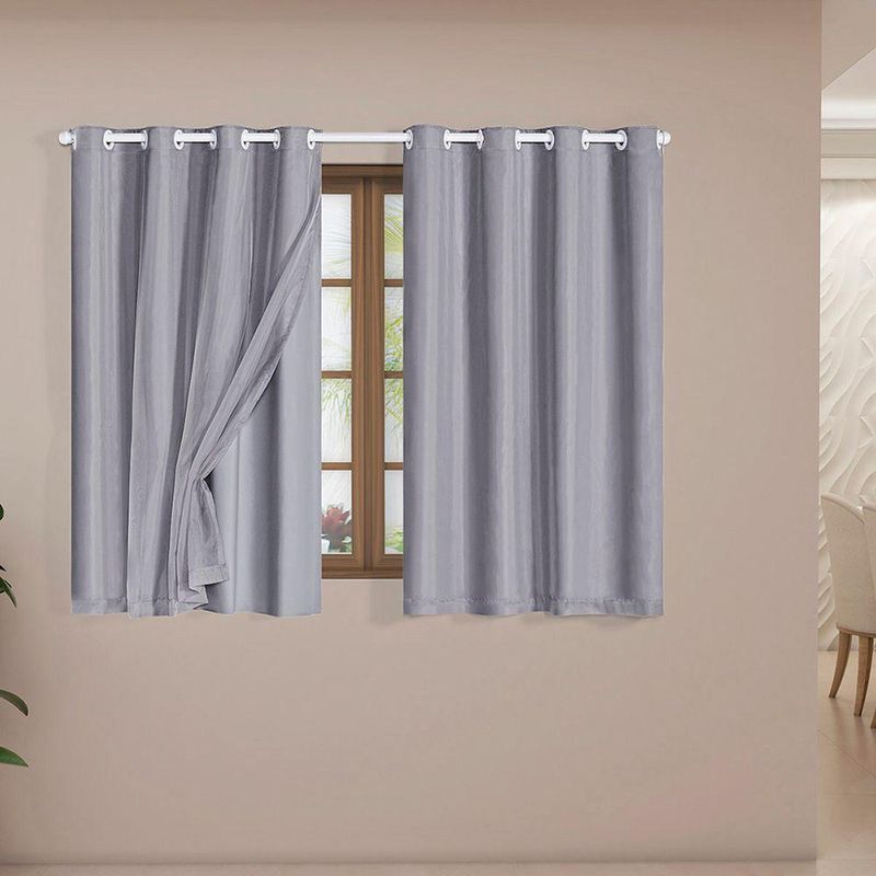 Cortina Daily Blackout Pvc com Voil 2,80mx1,60m Varão Cinza Casa Scarpa