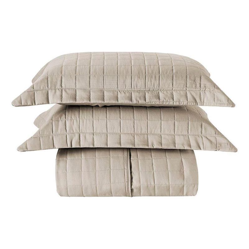 Kit Cobre Leito Milano Casal Micropercal 300 Fios Matelado 3 Peças Bege Casa Scarpa