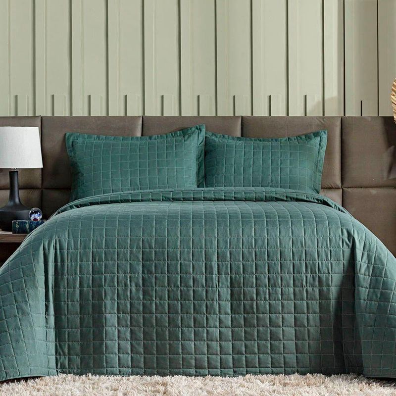 Kit Cobre Leito Milano King Micropercal 300 Fios Verde Casa Scarpa