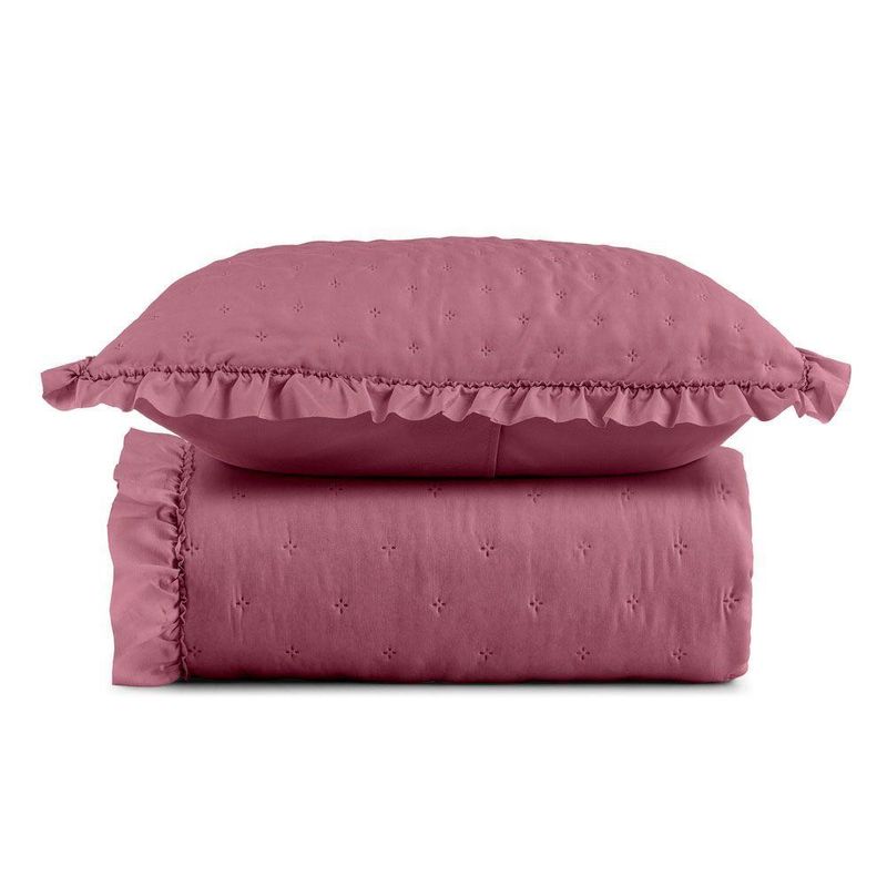 Kit Cobre Leito Elegance Solteiro Microfibra 200 Fios 100% Poliéster Babado Pink Casa Scarpa