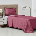 Kit Cobre Leito Elegance Solteiro Microfibra 200 Fios 100% Poliéster Babado Pink Casa Scarpa