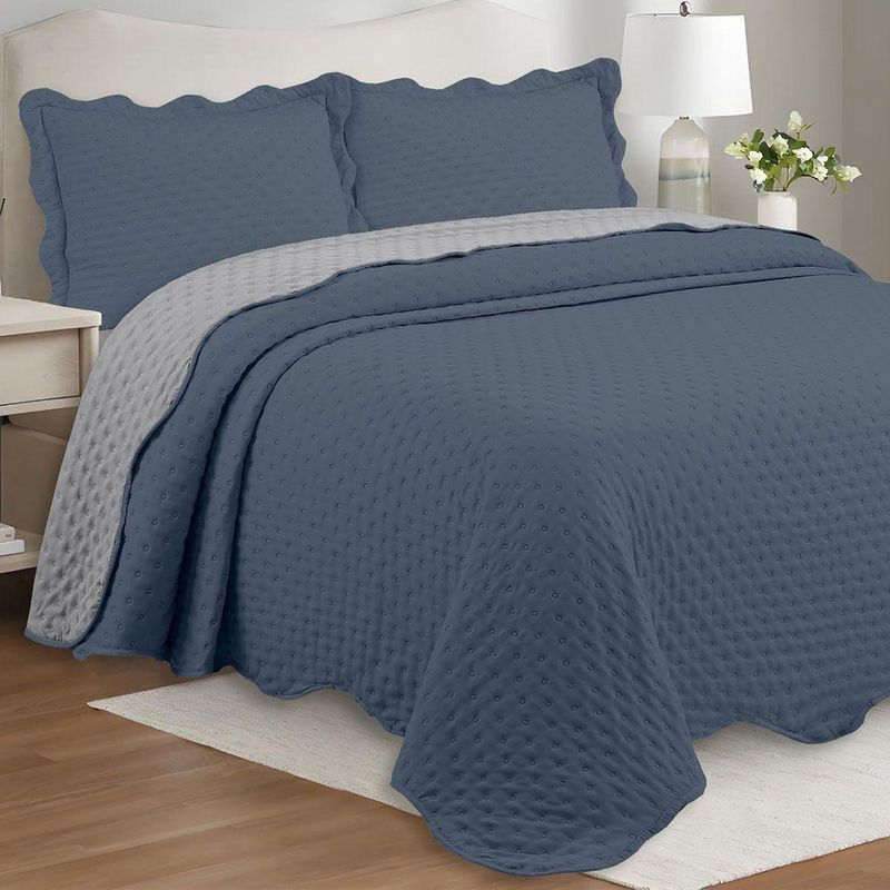 Kit Cobre Leito Bold Bicolour King Micropercal 300 Fios Azul Casa Scarpa