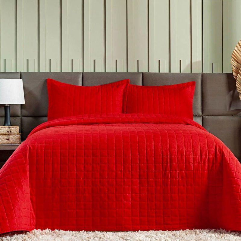 Kit Cobre Leito Milano Queen Micropercal 300 Fios Vermelho Casa Scarpa