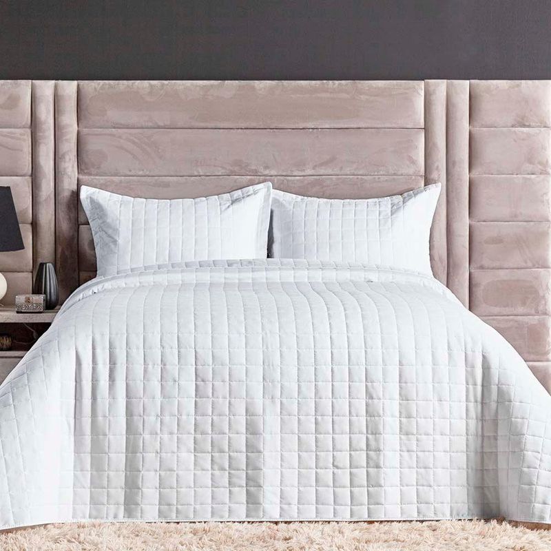 Kit Cobre Leito Milano Casal Micropercal 300 Fios Matelado 3 Peças Branco Casa Scarpa