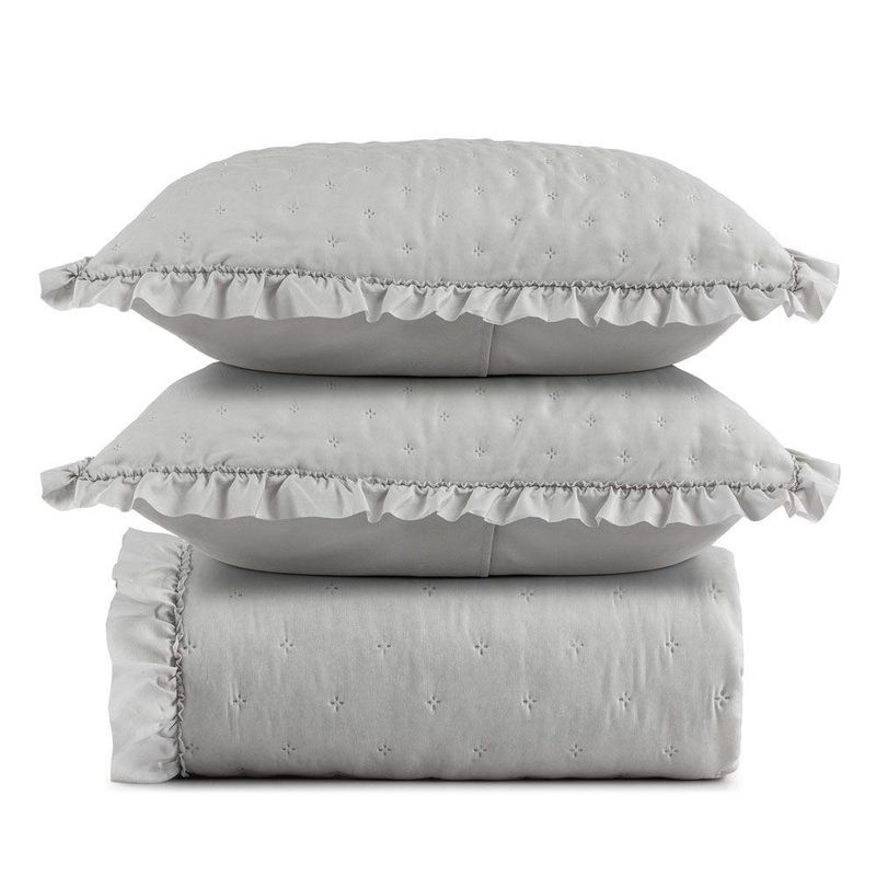 Kit Cobre Leito Elegance Queen Microfibra 200 Fios 3 Peças Cinza Casa Scarpa