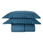 Kit Cobre Leito Milano Casal Micropercal 300 Fios Matelado Azul Marinho Casa Scarpa