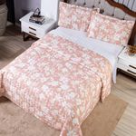 Kit Cobre Leito Karina King Micropercal 300 Fios 3 Peças Floral Estampado 100% Poliéster Casa Scarpa