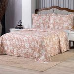 Kit Cobre Leito Karina King Micropercal 300 Fios 3 Peças Floral Estampado 100% Poliéster Casa Scarpa