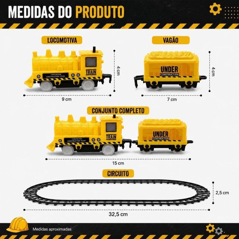 Trem de Brinquedo Infantil com Trilhos a Pilha Classico de Construção com Locomotiva Yeet
