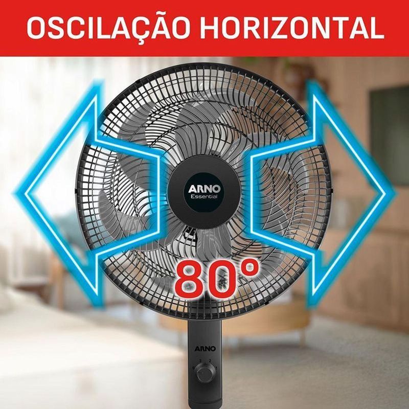 Ventilador de Coluna Arno 140W 6 Pás 3 Velocidades Preto com Cinza VD2C 220V
