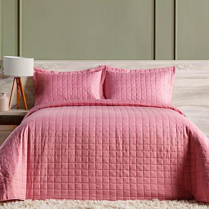 Kit Cobre Leito Milano Casal Micropercal 300 Fios Matelado Rosê 3 Peças Casa Scarpa