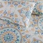 Kit Cobre Leito Laila Mandala 5 Casal Micropercal 400 Fios 100% Poliéster Estampado Bege Casa Scarpa