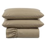 Kit Cobre Leito Turin Queen 3 Peças Micropercal 400 Fios Babado Liso Bege Casa Scarpa