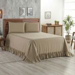Kit Cobre Leito Turin Queen 3 Peças Micropercal 400 Fios Babado Liso Bege Casa Scarpa