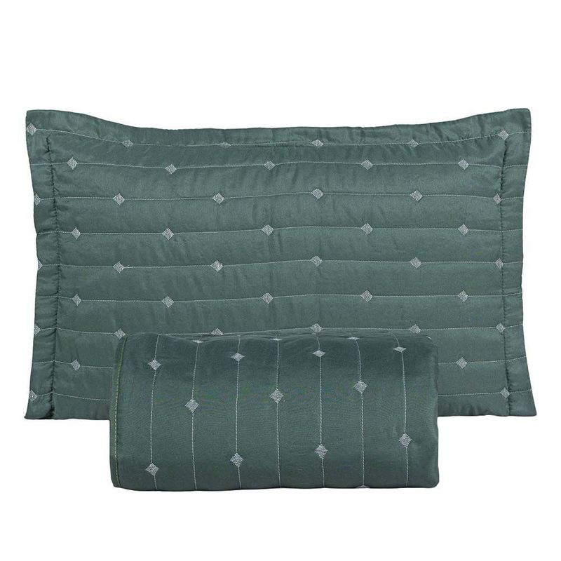 Kit Cobre Leito Rubine Solteiro Micropercal 400 Fios 100% Poliéster Liso Verde Casa Scarpa 2 Peças