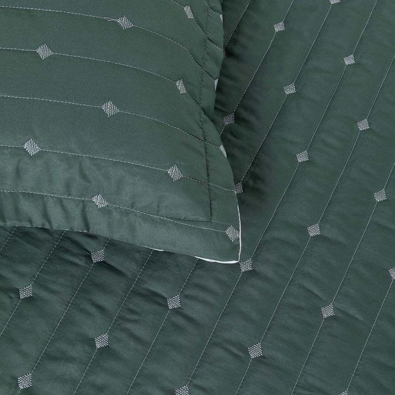 Kit Cobre Leito Rubine Solteiro Micropercal 400 Fios 100% Poliéster Liso Verde Casa Scarpa 2 Peças