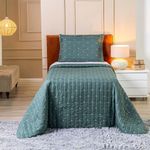 Kit Cobre Leito Rubine Solteiro Micropercal 400 Fios 100% Poliéster Liso Verde Casa Scarpa 2 Peças