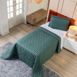 Kit Cobre Leito Rubine Solteiro Micropercal 400 Fios 100% Poliéster Liso Verde Casa Scarpa 2 Peças