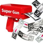 Pistola de Dinheiro para Festas Plastico 100 Notas de Brinquedo Kangur