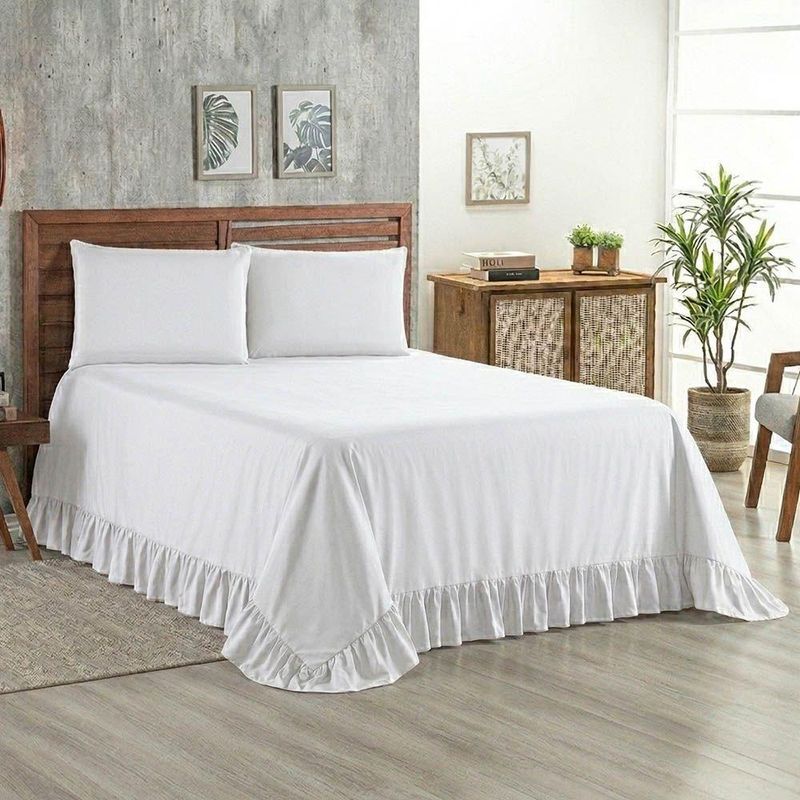Kit Cobre Leito Turin Queen Micropercal 400 Fios 3 Peças Branco Casa Scarpa