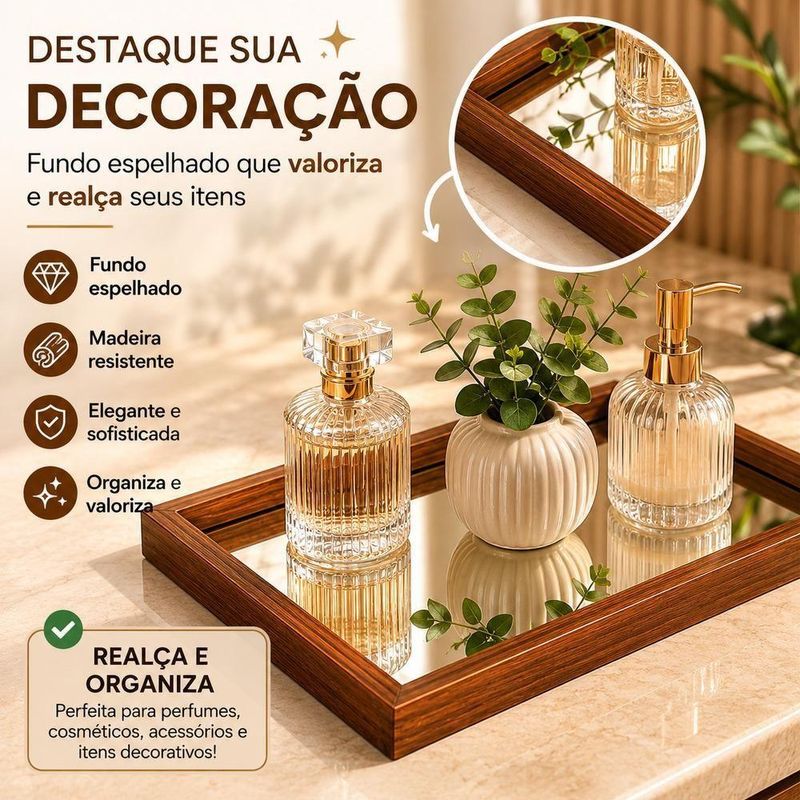 Bandeja Decorativa Espelhada Multiuso Organizador Mesa Bar Aparador Lavabo Yeet