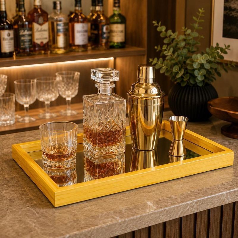 Bandeja Decorativa Espelhada Multiuso Organizador Mesa Bar Aparador Lavabo Yeet