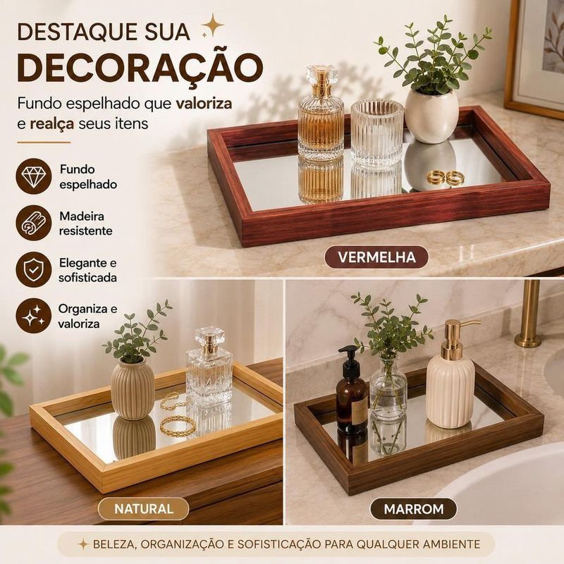 Bandeja Decorativa Espelhada Multiuso Organizador Mesa Bar Aparador Lavabo Yeet