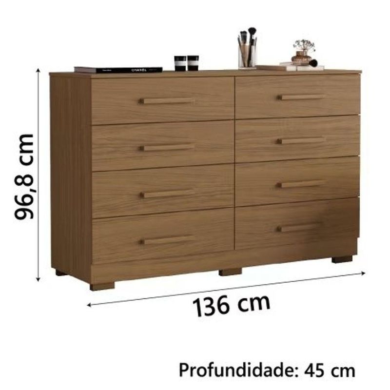 Cômoda Comoda 8 Atacama Puxadores Resistentes Verniz Alto Brilho